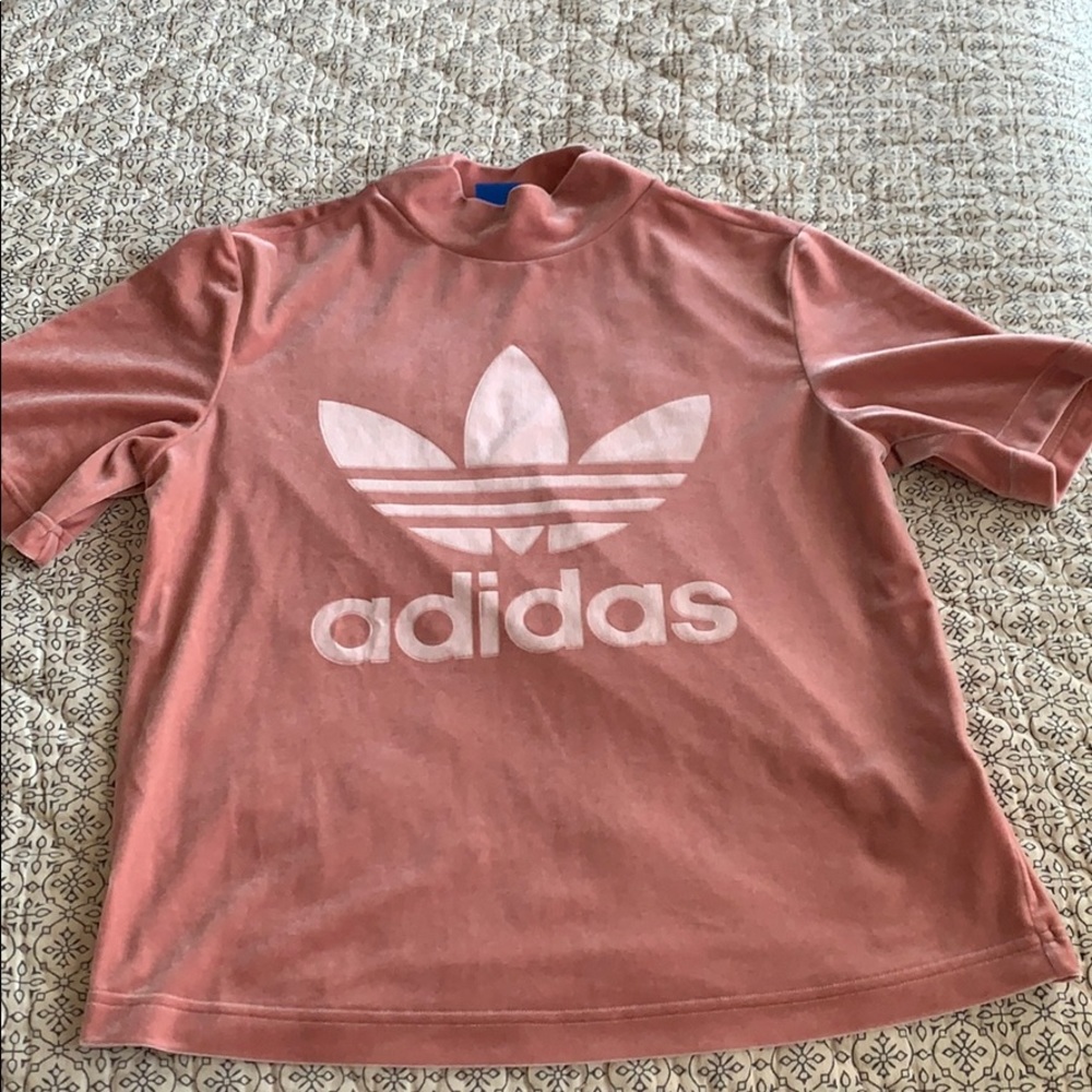 Adidas mock neck velour top